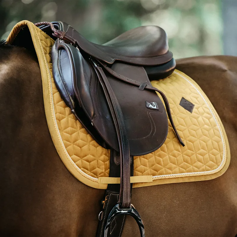 Kentucky Velvet Jumping Saddlecloth - Mustard-5